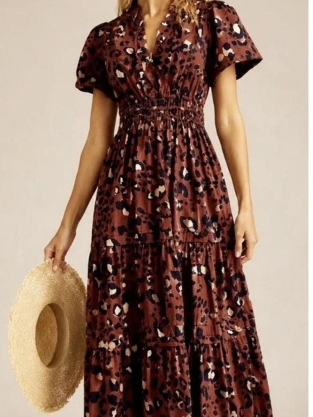 Anthropologie Maeve Somerset Midi Dress in Leopard - Size Small